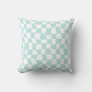 Almofada Verificações de Azul Pastel de Groovy Azul