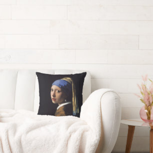 Almofada Vermeer Girl Pearl Enarrando pintura de arte