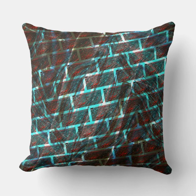 Almofada Vermelho azul manchado, arranhões, rede ou efeito  (Frente)