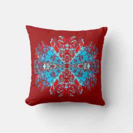 Almofada Vermelho Azul Vermelho sobre a Design de Mandala,