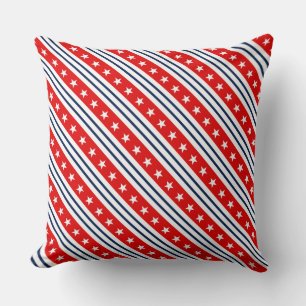 Almofada Vermelho, Branco e Azul Patriótico EUA Estrelas e