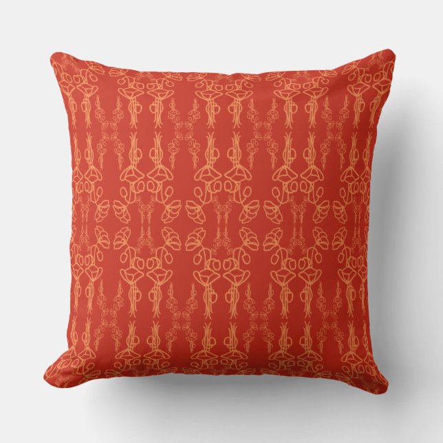 Almofada Vermelho-chic, Travesseiro de contorno de papoilas (Frente)