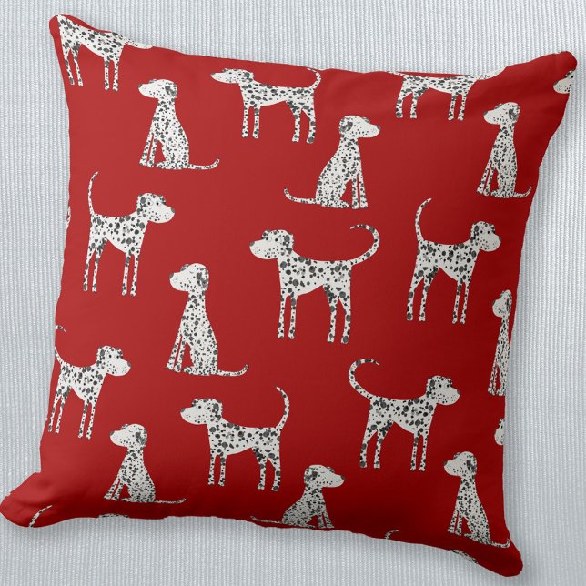 Almofada Vermelho de Cachorro Dalmático (Fun Dalmatian dog red pillow)