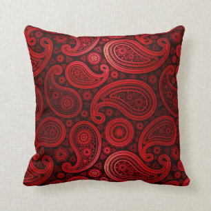 Almofada Vermelho de luxe do rubi de Paisley