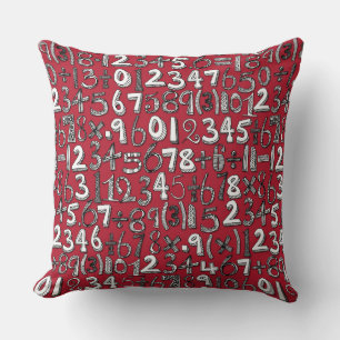 Almofada vermelho do doodle da matemática