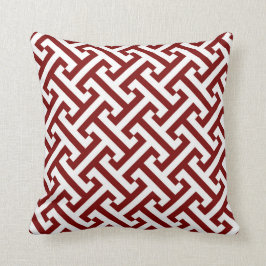 Almofada Vermelho e branco geométricos gregos do teste