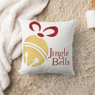 Almofada Vermelho e Dourado Jingle Bels Divertido Adicione