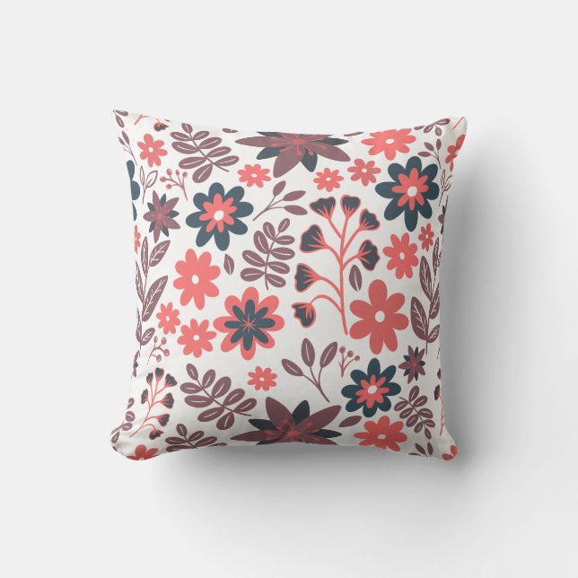 Almofada Vermelho e Negro Moderno Flor de Dois Lados (Frente)