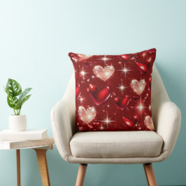ALMOFADA VERMELHO E PINK GLITTER OLHA O NAMORADOS AMOR CORA
