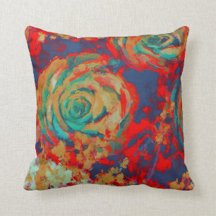 Almofada Vermelho e vintage da cerceta floral