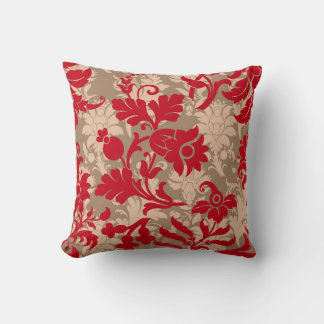 Almofada Vermelho Elegante, Taupe e Beige Floral