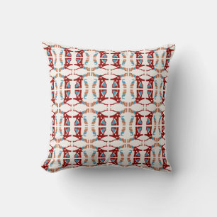 Almofada Vermelho Escuro Azul torrado no Design Mosaico Peq