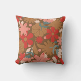 Almofada Vermelho Floral Vintage Retro