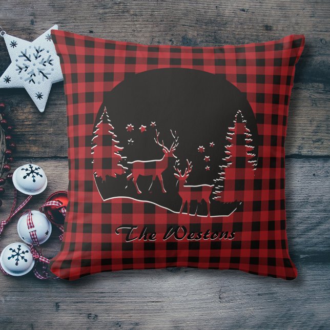 Almofada Vermelho - Floresta de Silhoule Xadrez de Buffalo  (Criador carregado)