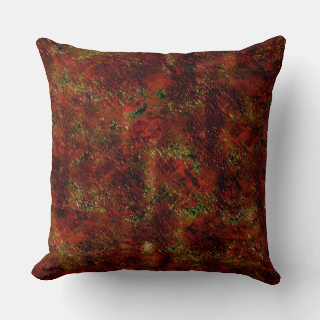 Almofada Vermelho forte esfolado sobre o cinza áspero (Frente)