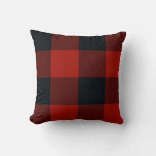 Almofada Vermelho Grande & Preto Buffalo Xadrez Rustico