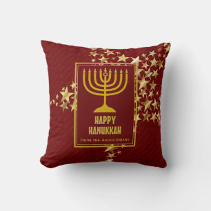 Almofada Vermelho  HANUKKAH FELIZ com  Menorah