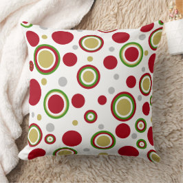 Almofada Vermelho Natal Verde Dourado Prata Pontos Polca