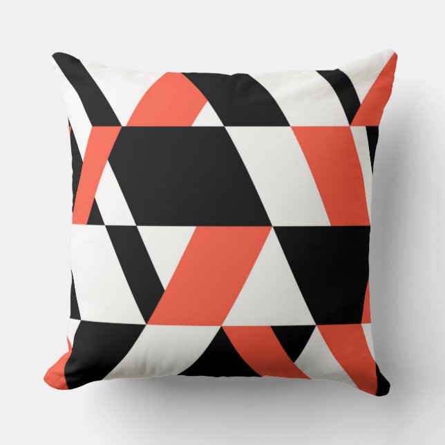 Almofada Vermelho-negro, moderno, moderno, design geométric (Frente)