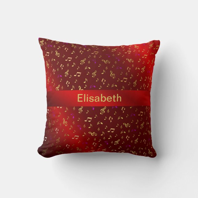 Almofada vermelho,nota, música, melodia, música, som, sinal (Frente)
