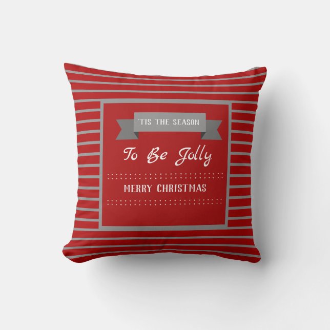 Almofada Vermelho Personalizado e Cinza de Natal Strike (Frente)
