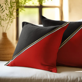 Almofada Vermelho Preto com Faixa Prata Dourada