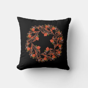 Almofada Vermelho preto fractal, estrela da flor