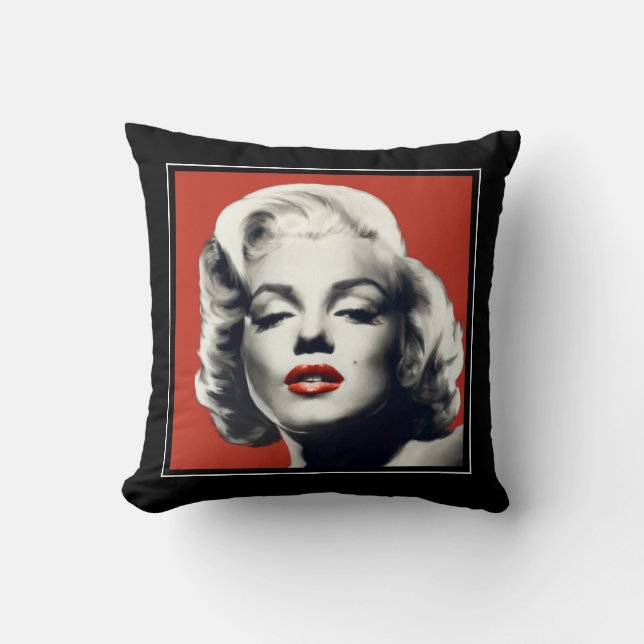Almofada Vermelho sobre Lábios Vermelhos Marilyn (Frente)