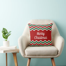 Almofada Vermelho Verde Branco Onda Listras Feliz Natal