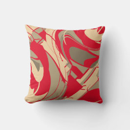Almofada Vermelho Vibrante Bege Taupe Floral Giratório Diag