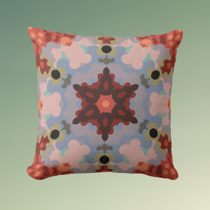 Almofada Vermelhos Azul e Vermelho da Flor de Mandala