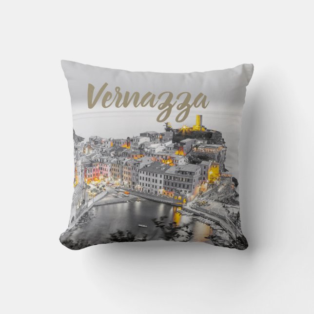 Almofada Vernazza Cinque Terre Liguria Itália Bônus de Arte (Frente)
