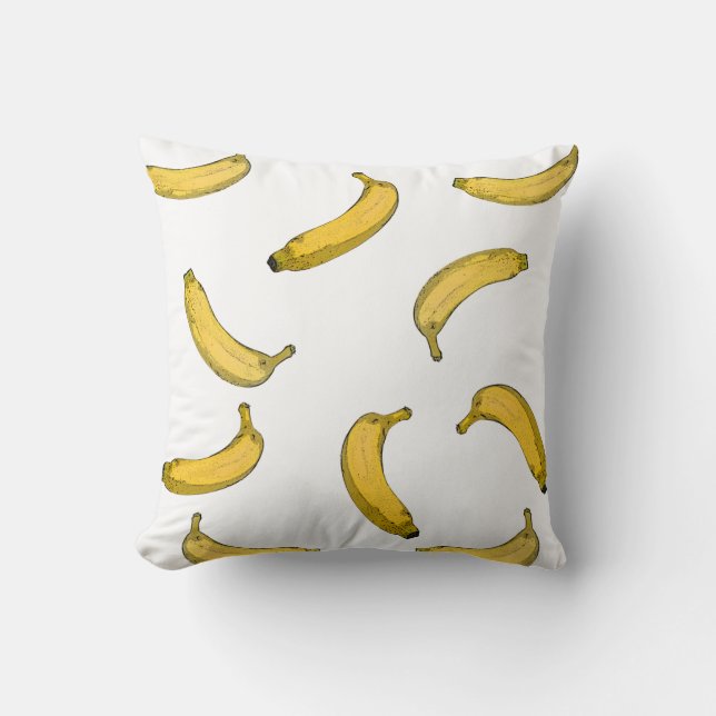 Almofada Versão do esboço do padrão da banana (Frente)