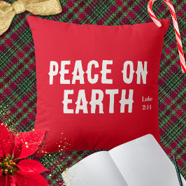Almofada Versículo da Bíblia Natal Moderno Vermelho Paz na