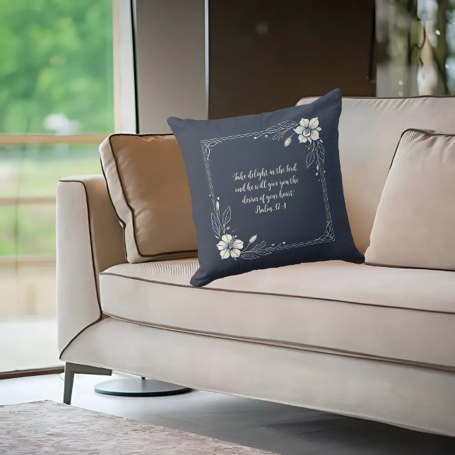 Almofada Verso de Bíblia Personalizável Floral de Denim Bra (Criador carregado)