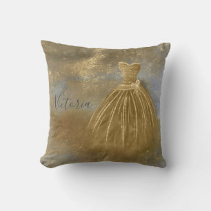 Almofada Vestido de Noite Elegante Nome Dourado