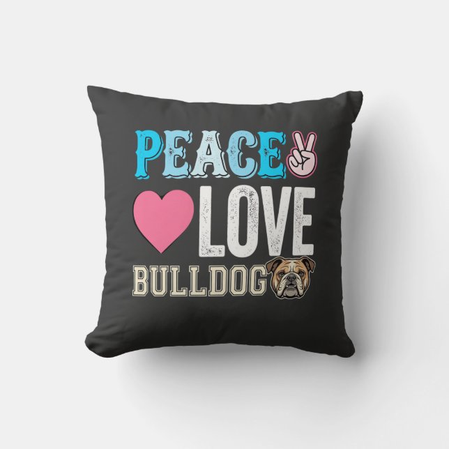 Almofada Vetor Bulldog Paz Amor (Frente)