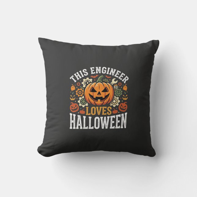Almofada Vetor de Abóbora de Engenheiro de Halloween (Frente)