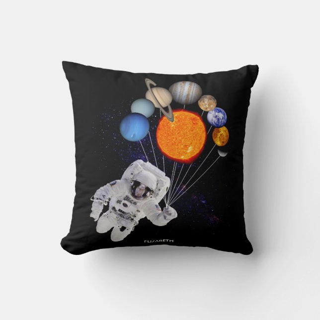 Almofada Via Láctea do astronauta dos planetas do sistema (Frente)