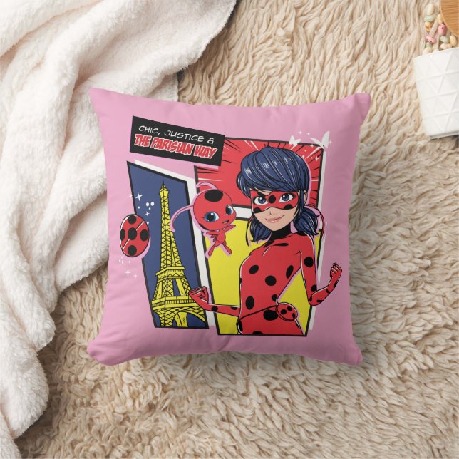 Almofada Via Parisiense de Ladybug em Quadrinhos Miraculoso (Cobertor)