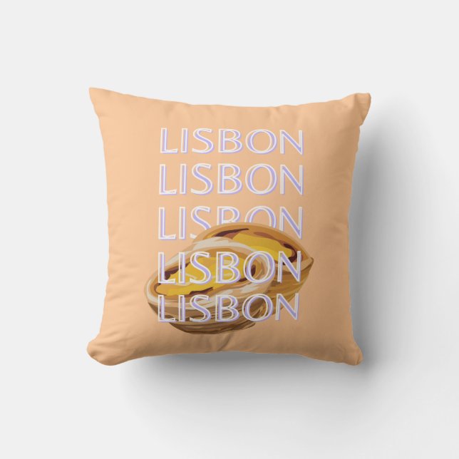 Almofada Viagem Art de Lisboa, Laranja, Portugal Viagem de  (Frente)