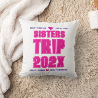 Almofada Viagem das Irmãs 202X Ano Personalizado Vibe Amor