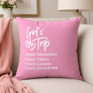 Almofada Viagem de Meninas Criar Memórias Rosa