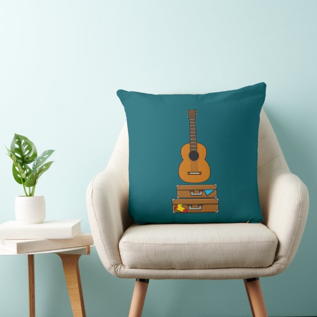 Almofada Viagem Feliz com Bagagem e Guitarra (Cadeira)