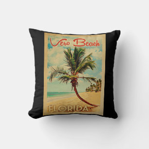 Almofada Viagens vintage da praia da palmeira de Vero Beach