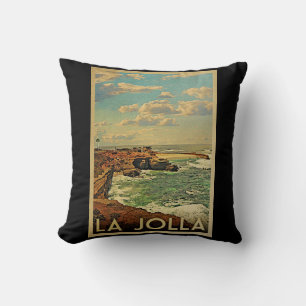 Almofada Viagens vintage de La Jolla - costa de Califórnia