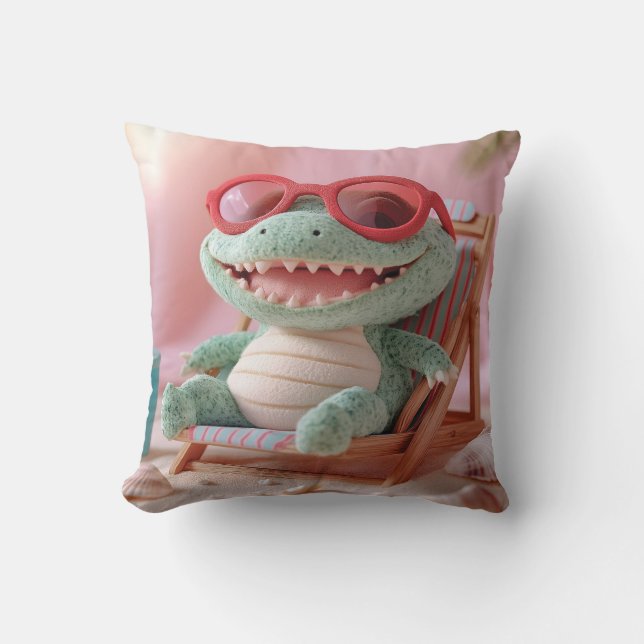 Almofada Víblias de Verão: Crocodilo Chillin' Plush em Féri (Frente)