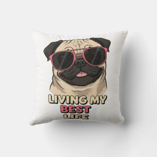 Almofada Víblias Pug Bulldog Vivendo Minha Melhor Vida