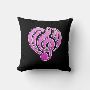 Almofada Vibrações Amor Musical Coração Rosa Nota Musical D
