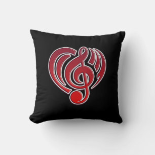 Almofada Vibrações Amor Musical Coração Vermelho Nota Music